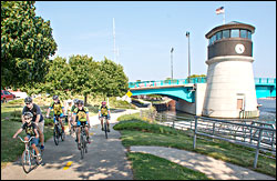 Bicycling along Racine's lakefront.