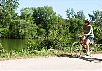 Bicycling and canoeing on the Red Cedar Trail from Menomonie, Wis.