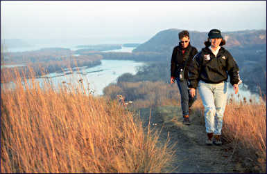 Hikers on Barn Bluff.