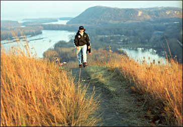 Hikers on Barn Bluff.