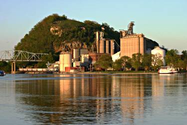 Barn Bluff frames Red Wing on the Mississippi.