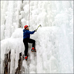 Ice climbing in Sandstone.