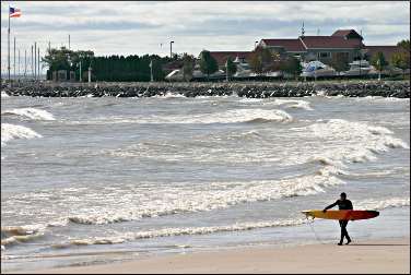 A surfer in Sheboygan.