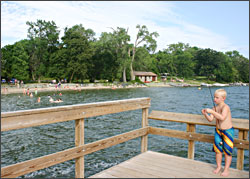 A boy fishing in Sibley State Park.