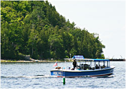 A former Chicago water taxi offers tours from Baileys Harbor.