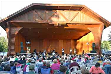 A crowd listens to an outdoor blues concert in Solon Springs