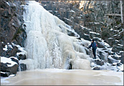 Frozen waterfall on the Split Rock River.