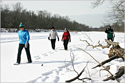 Snowshoeing on the St. Croix River.