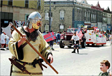 A Viking in a Stoughton parade.