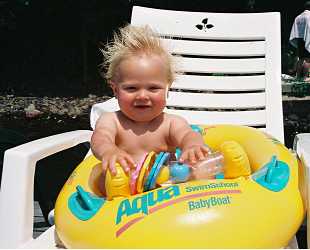 A baby on the beach.