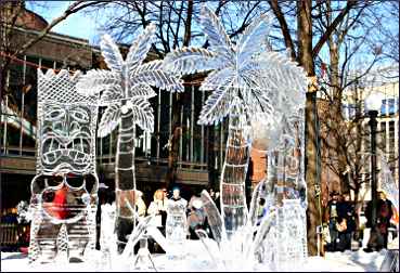 Ice sculptures in St. Paul's Rice Park.
