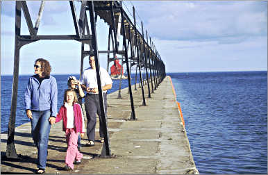 Sturgeon Bay's Big Red and tourists.