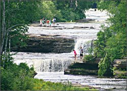 Playing in the Lower Falls.