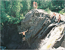 Cliff jumpers at Illgen Falls.