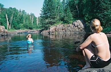 Swimming in the Baptism River.