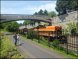 The train follows the Lakewalk in Duluth.