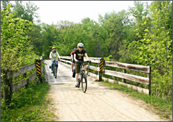 Bicyclists on the Great River State Trail.