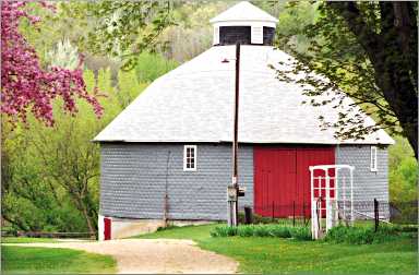 The round Evanstad barn in Vernon County.