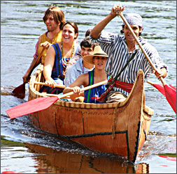 A voyageur canoe.