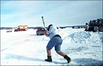 Ice baseball at Eelpout Fest.
