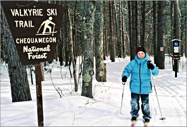 A boy skies the Valkyrie Trail near Washburn.