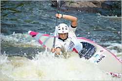Kayaking on the Wausau whitewater course.