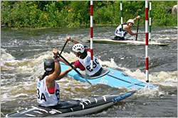 Kayakers in Wausau's Whitewater Park.