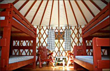 A yurt interior.