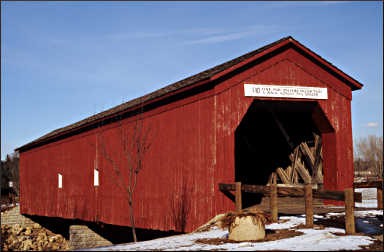 A covered bridge.